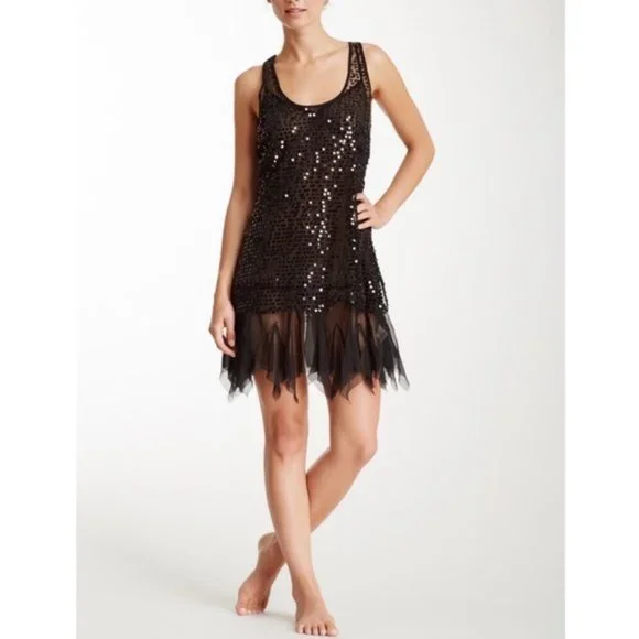 Free People | Dresses | Free People Sequin Black Slip Dress New W Tags  Medium | Poshmark